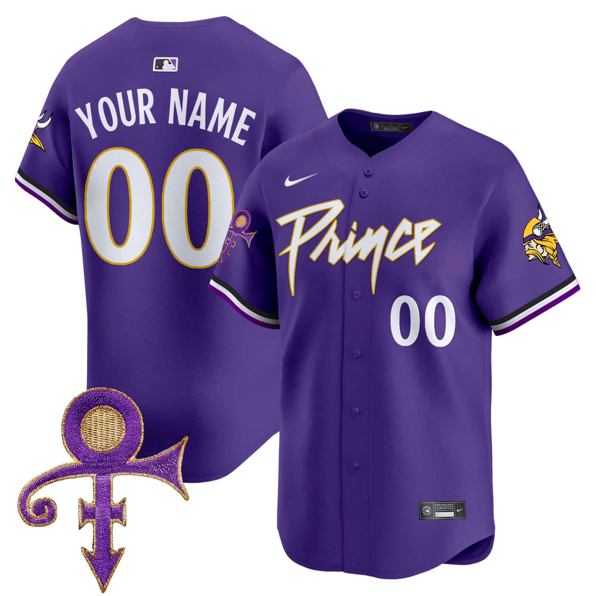 Men Minnesota Vikings Purple 2024 Nike Prince Patch Vapor Premier Limited Custom NFL Jersey->customized nfl jersey->Custom Jersey